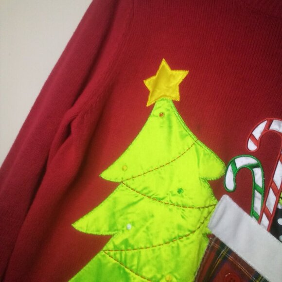 Retro Threads Sweater Christmas Holiday S Women Long Sleeve Tree Stocking - Picture 11 of 15